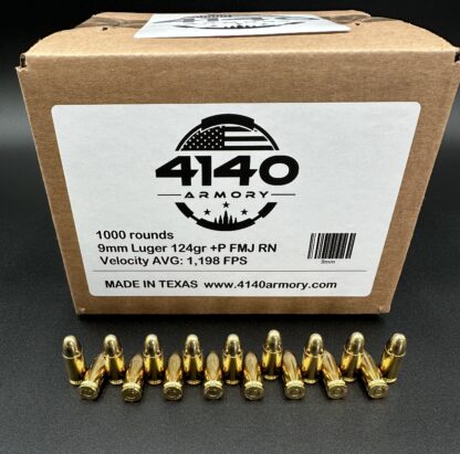 9mm +P 124 gr FMJ RN (1000 Round Box)